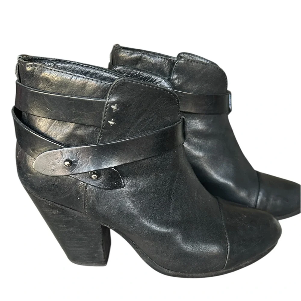 Rag & Bone Harrow Black Leather Booties Size 39.5